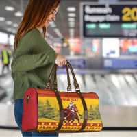 Personalized Spain Christmas Travel Bag Santa Riding Red Bull Feliz Navidad - Wonder Print Shop