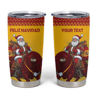 Personalized Spain Christmas Tumbler Cup Santa Riding Red Bull Feliz Navidad - Wonder Print Shop