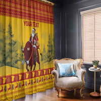 Personalized Spain Christmas Window Curtain Santa Riding Red Bull Feliz Navidad - Wonder Print Shop
