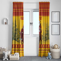 Personalized Spain Christmas Window Curtain Santa Riding Red Bull Feliz Navidad - Wonder Print Shop