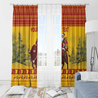 Personalized Spain Christmas Window Curtain Santa Riding Red Bull Feliz Navidad - Wonder Print Shop