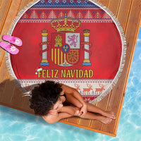Spain Coat Of Arms Christmas Beach Blanket Feliz Navidad - Wonder Print Shop