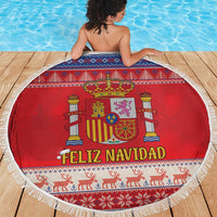Spain Coat Of Arms Christmas Beach Blanket Feliz Navidad - Wonder Print Shop