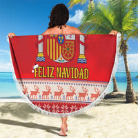 Spain Coat Of Arms Christmas Beach Blanket Feliz Navidad - Wonder Print Shop