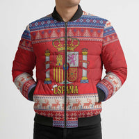 Spain Coat Of Arms Christmas Bomber Puffer Jacket Feliz Navidad - Wonder Print Shop