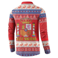 Spain Coat Of Arms Christmas Button Sweatshirt Feliz Navidad - Wonder Print Shop