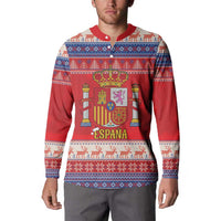 Spain Coat Of Arms Christmas Button Sweatshirt Feliz Navidad - Wonder Print Shop
