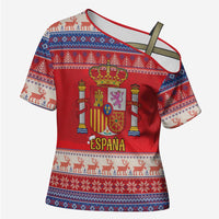Spain Coat Of Arms Christmas Cross Shoulder Shirt Feliz Navidad - Wonder Print Shop