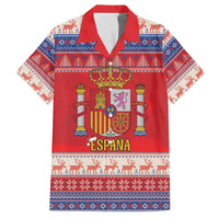 Spain Coat Of Arms Christmas Family Matching Off The Shoulder Long Sleeve Dress and Hawaiian Shirt Feliz Navidad - Wonder Print Shop