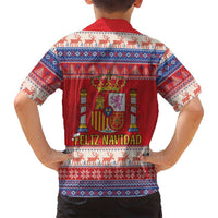 Spain Coat Of Arms Christmas Family Matching Off Shoulder Short Dress and Hawaiian Shirt Feliz Navidad - Wonder Print Shop