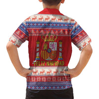 Spain Coat Of Arms Christmas Family Matching Short Sleeve Bodycon Dress and Hawaiian Shirt Feliz Navidad - Wonder Print Shop