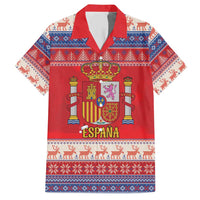 Spain Coat Of Arms Christmas Family Matching Short Sleeve Bodycon Dress and Hawaiian Shirt Feliz Navidad - Wonder Print Shop
