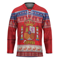 Spain Coat Of Arms Christmas Hockey Jersey Feliz Navidad - Wonder Print Shop