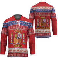 Spain Coat Of Arms Christmas Hockey Jersey Feliz Navidad - Wonder Print Shop