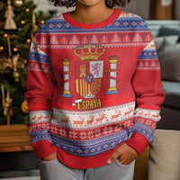 Spain Coat Of Arms Christmas Kid Ugly Christmas Sweater Feliz Navidad - Wonder Print Shop