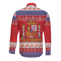 Spain Coat Of Arms Christmas Long Sleeve Button Shirt Feliz Navidad - Wonder Print Shop
