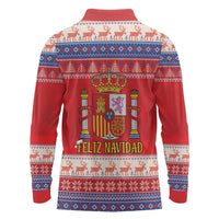 Spain Coat Of Arms Christmas Long Sleeve Polo Shirt Feliz Navidad - Wonder Print Shop