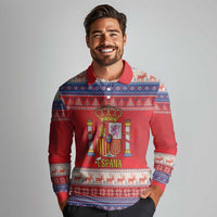 Spain Coat Of Arms Christmas Long Sleeve Polo Shirt Feliz Navidad - Wonder Print Shop