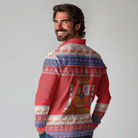 Spain Coat Of Arms Christmas Long Sleeve Polo Shirt Feliz Navidad - Wonder Print Shop
