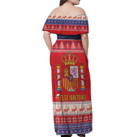 Spain Coat Of Arms Christmas Off Shoulder Maxi Dress Feliz Navidad - Wonder Print Shop