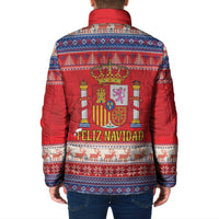 Spain Coat Of Arms Christmas Padded Jacket Feliz Navidad - Wonder Print Shop