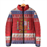 Spain Coat Of Arms Christmas Padded Jacket Feliz Navidad - Wonder Print Shop