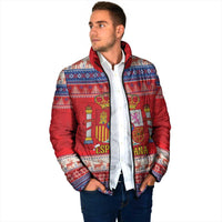 Spain Coat Of Arms Christmas Padded Jacket Feliz Navidad - Wonder Print Shop