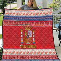 Spain Coat Of Arms Christmas Quilt Feliz Navidad - Wonder Print Shop