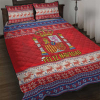 Spain Coat Of Arms Christmas Quilt Bed Set Feliz Navidad - Wonder Print Shop