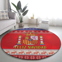 Spain Coat Of Arms Christmas Round Carpet Feliz Navidad - Wonder Print Shop