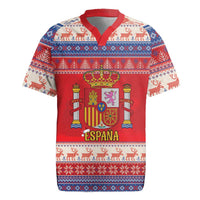 Spain Coat Of Arms Christmas Rugby Jersey Feliz Navidad - Wonder Print Shop