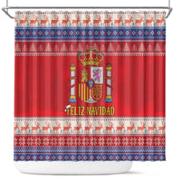Spain Coat Of Arms Christmas Shower Curtain Feliz Navidad - Wonder Print Shop