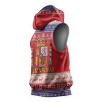 Spain Coat Of Arms Christmas Sleeveless Hoodie Feliz Navidad - Wonder Print Shop