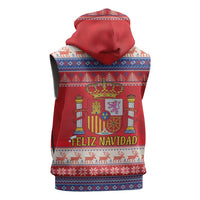 Spain Coat Of Arms Christmas Sleeveless Zip Hoodie Feliz Navidad - Wonder Print Shop