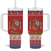 Spain Coat Of Arms Christmas Tumbler With Handle Feliz Navidad - Wonder Print Shop