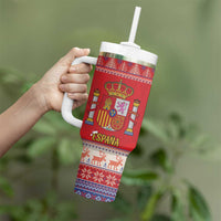 Spain Coat Of Arms Christmas Tumbler With Handle Feliz Navidad - Wonder Print Shop