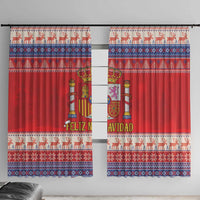 Spain Coat Of Arms Christmas Window Curtain Feliz Navidad - Wonder Print Shop