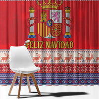 Spain Coat Of Arms Christmas Window Curtain Feliz Navidad - Wonder Print Shop