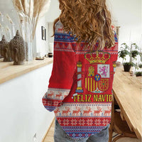 Spain Coat Of Arms Christmas Women Casual Shirt Feliz Navidad - Wonder Print Shop