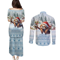 Merry Slothmas Couples Matching Puletasi and Long Sleeve Button Shirt Life Is Better With A Sloth - Wonder Print Shop