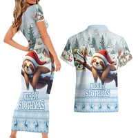 Merry Slothmas Couples Matching Short Sleeve Bodycon Dress and Hawaiian Shirt Life Is Better With A Sloth - Wonder Print Shop