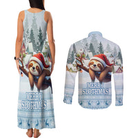 Merry Slothmas Couples Matching Tank Maxi Dress and Long Sleeve Button Shirt Life Is Better With A Sloth - Wonder Print Shop