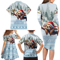Merry Slothmas Family Matching Long Sleeve Bodycon Dress and Hawaiian Shirt Life Is Better With A Sloth - Wonder Print Shop