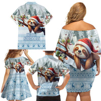 Merry Slothmas Family Matching Off Shoulder Short Dress and Hawaiian Shirt Life Is Better With A Sloth - Wonder Print Shop