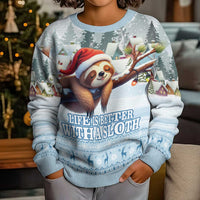 Merry Slothmas Kid Ugly Christmas Sweater Life Is Better With A Sloth - Wonder Print Shop