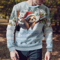 Merry Slothmas Ugly Christmas Sweater Life Is Better With A Sloth - Wonder Print Shop