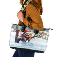 Merry Slothmas Leather Tote Bag Life Is Better With A Sloth - Wonder Print Shop