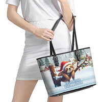 Merry Slothmas Leather Tote Bag Life Is Better With A Sloth - Wonder Print Shop