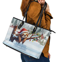 Merry Slothmas Leather Tote Bag Life Is Better With A Sloth - Wonder Print Shop
