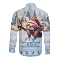 Merry Slothmas Long Sleeve Button Shirt Life Is Better With A Sloth - Wonder Print Shop